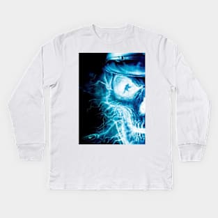 blue flame skull Kids Long Sleeve T-Shirt